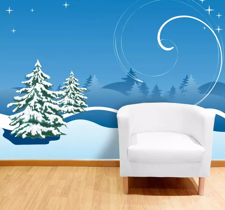 Sticker paysage fond hivernal - TenStickers
