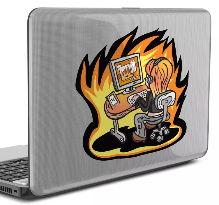 Sticker pc portable feu informatique - TenStickers