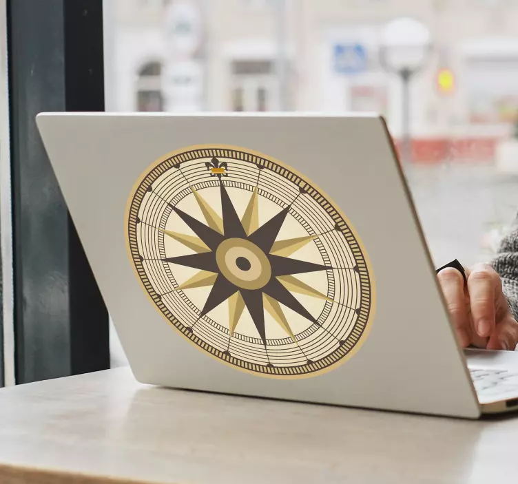 Sticker ordinateur portable rose des vents - TenStickers