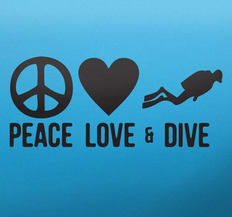 Sticker peace love dive - TenStickers