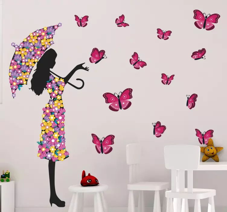 Sticker de Personne Fille papillon - TenStickers
