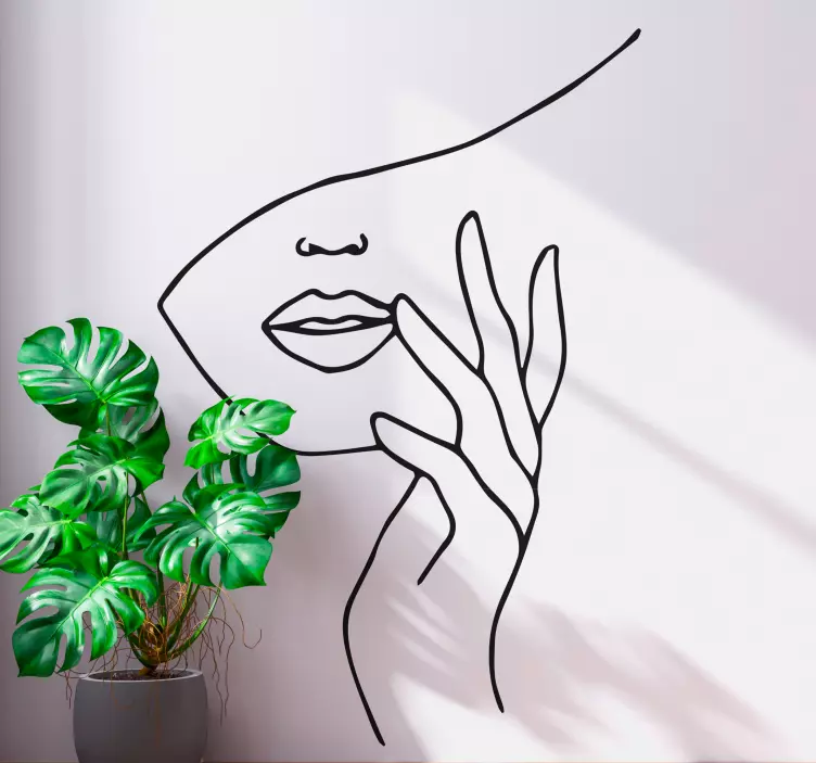 Sticker de Personne Main de visage minimaliste - TenStickers