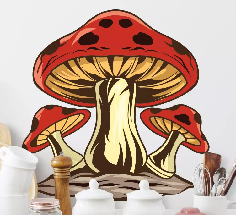 Sticker plante grappe de champignons vibrante - TenStickers