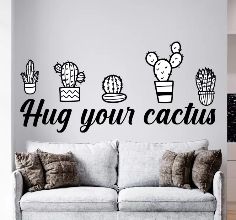 Sticker Plante Embrasse ton cactus - TenStickers
