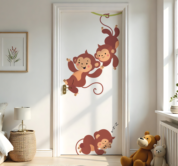 Sticker porte singes pour chambre d'enfant - TenStickers