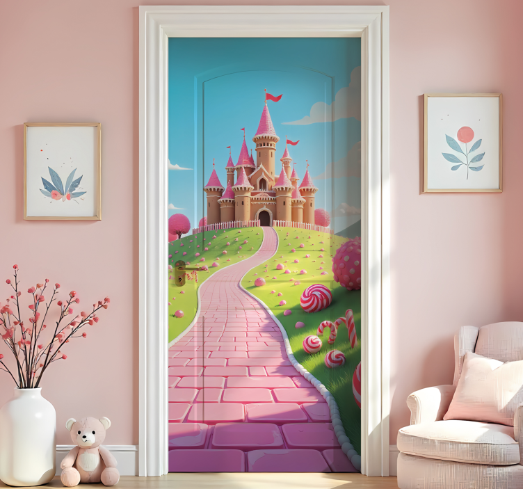 Sticker porte château de princesse pour chambre d'enfant - TenStickers