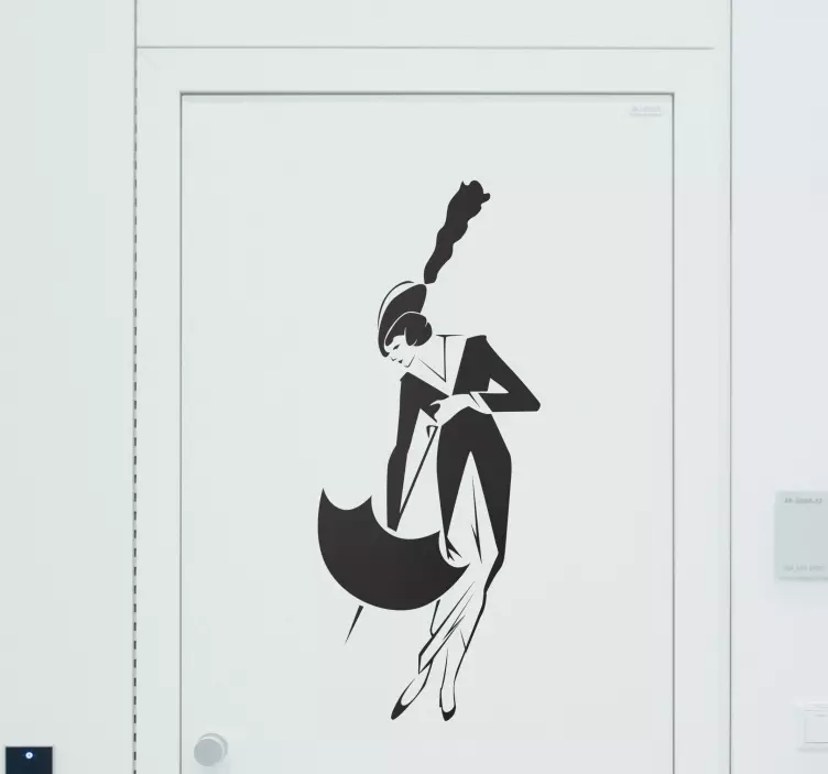 Sticker WC porte femme parapluie - TenStickers