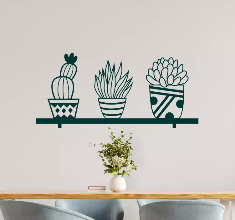 Sticker porte manteau trio de plantes en pot - TenStickers