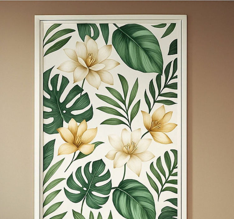Sticker porte motif de fleurs de lotus - TenStickers
