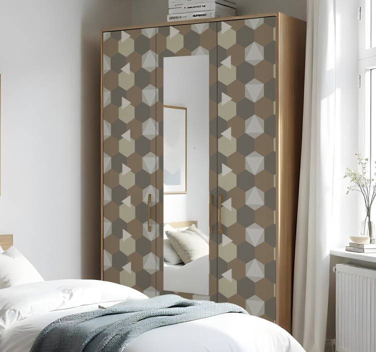 Sticker porte placard hexagones marron - TenStickers