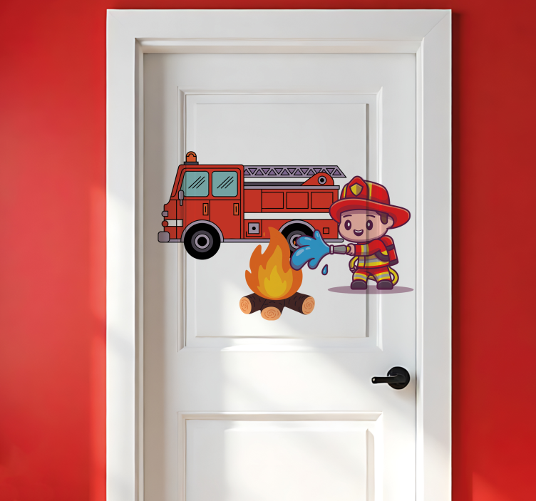 Sticker porte pompier pour chambre d'enfant - TenStickers