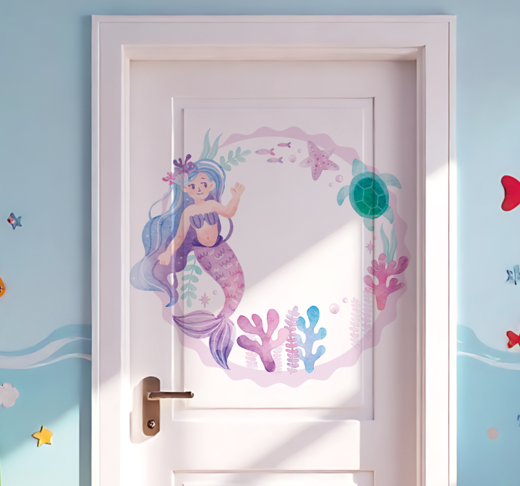 Sticker porte sirène pour chambre d'enfants - TenStickers