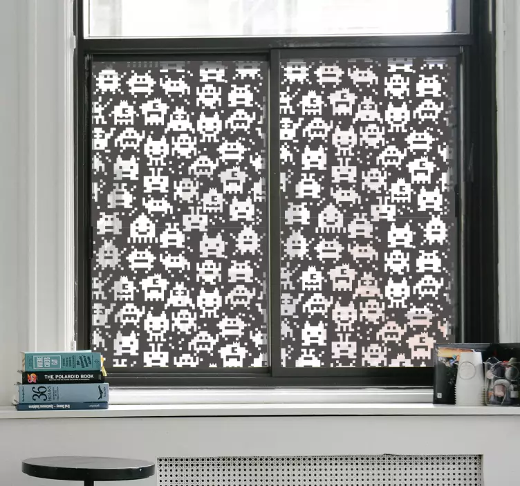 Sticker fenêtre motif geek monstres pixelisés - TenStickers