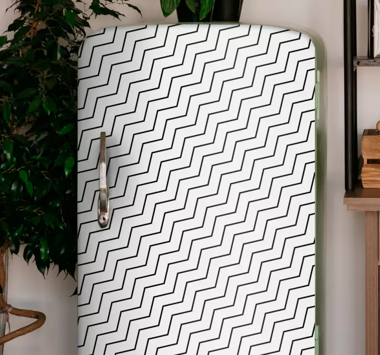 Sticker Frigo Mince zig zag noir sur fond beige - TenStickers