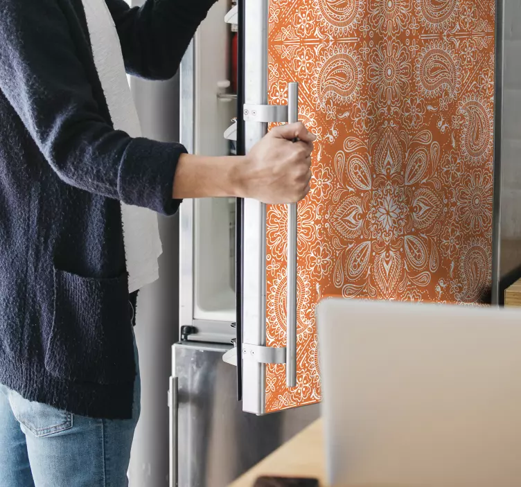 Sticker Frigo paisley orange - TenStickers