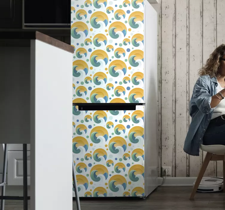 Sticker Frigo Soleil et vagues - TenStickers
