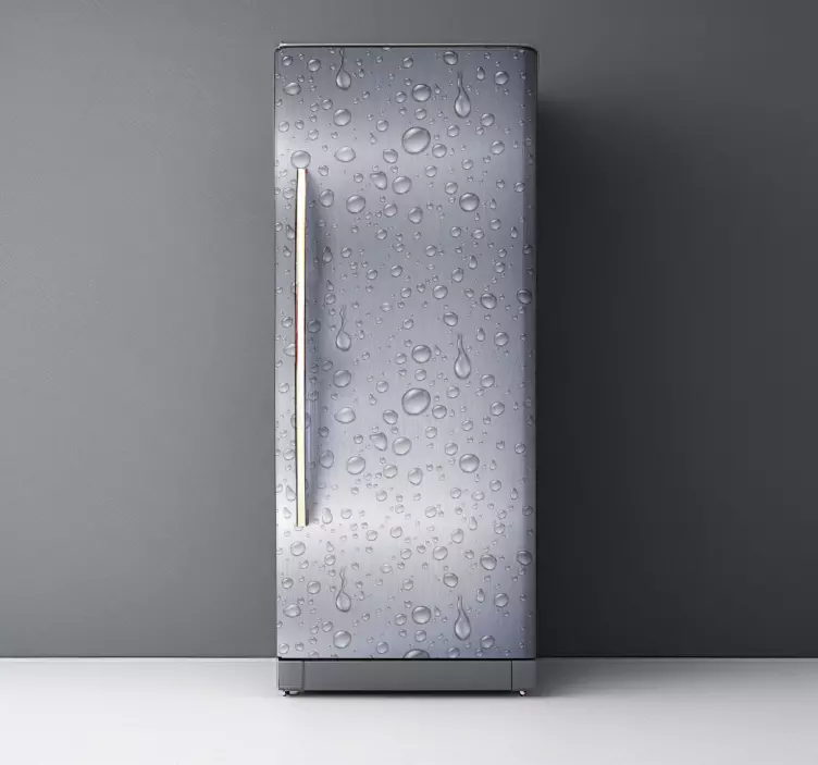 Sticker frigo texture grise avec des gouttes - TenStickers