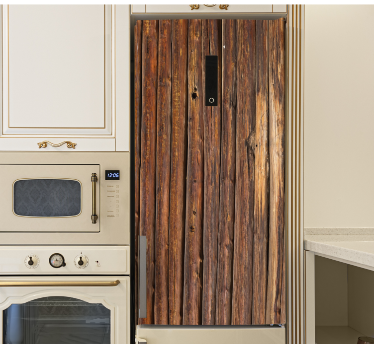 Sticker Frigo Vieille caisse en bois marron - TenStickers