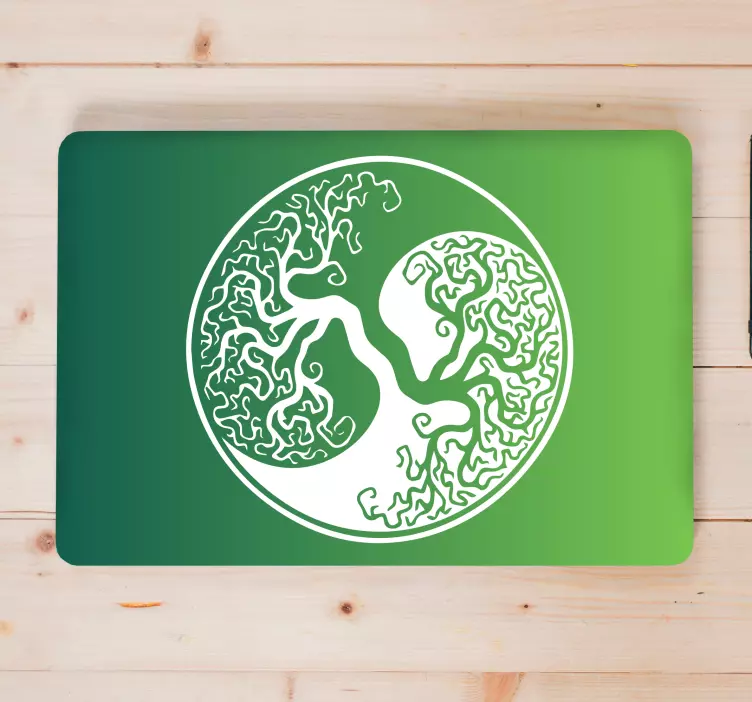 Sticker pour ordinateur arbres yin yang - TenStickers