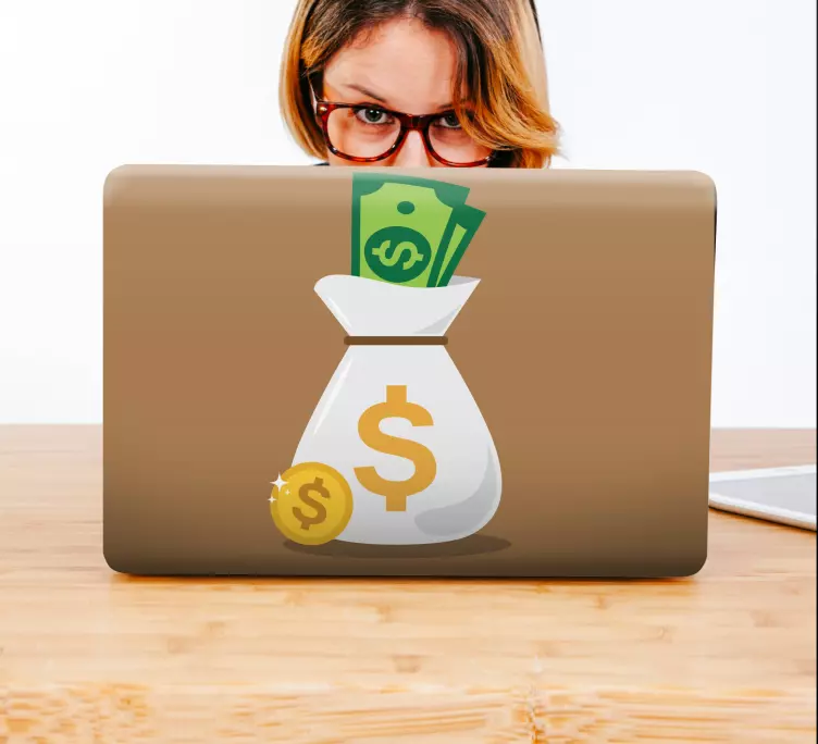 Sticker pour ordinateur illustration de sac d'argent - TenStickers