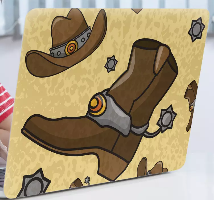 Sticker pour ordinateur motif de botte western - TenStickers