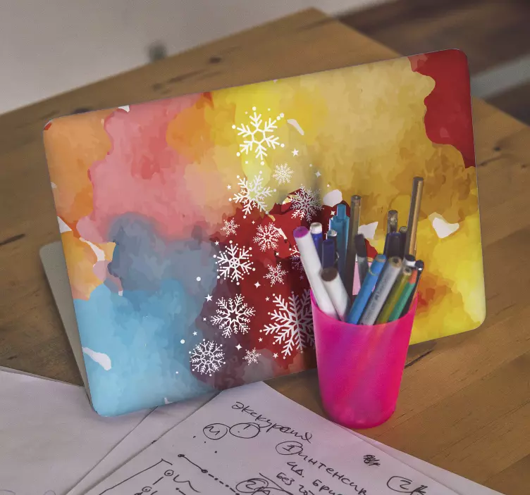 Sticker pour ordinateur motif de flocon de neige coloré - TenStickers