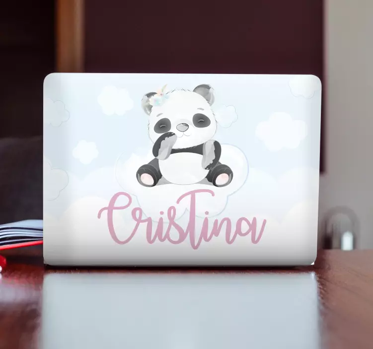 Sticker pour ordinateur personnage panda ludique - TenStickers