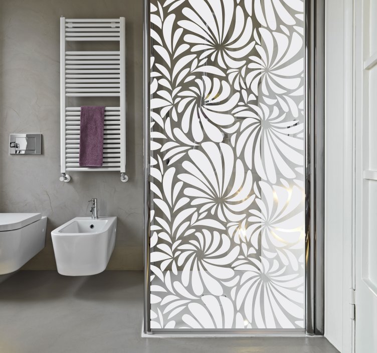 Sticker paroi de douche Feuilles blanches - TenStickers