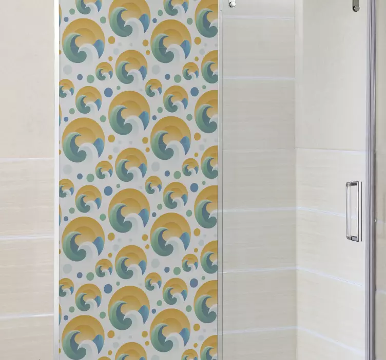 Sticker Paroi de Douche Soleil et vagues - TenStickers