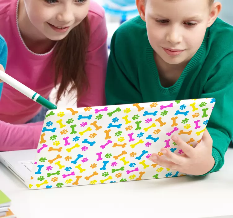 Sticker pc Os de chiens colorés - TenStickers