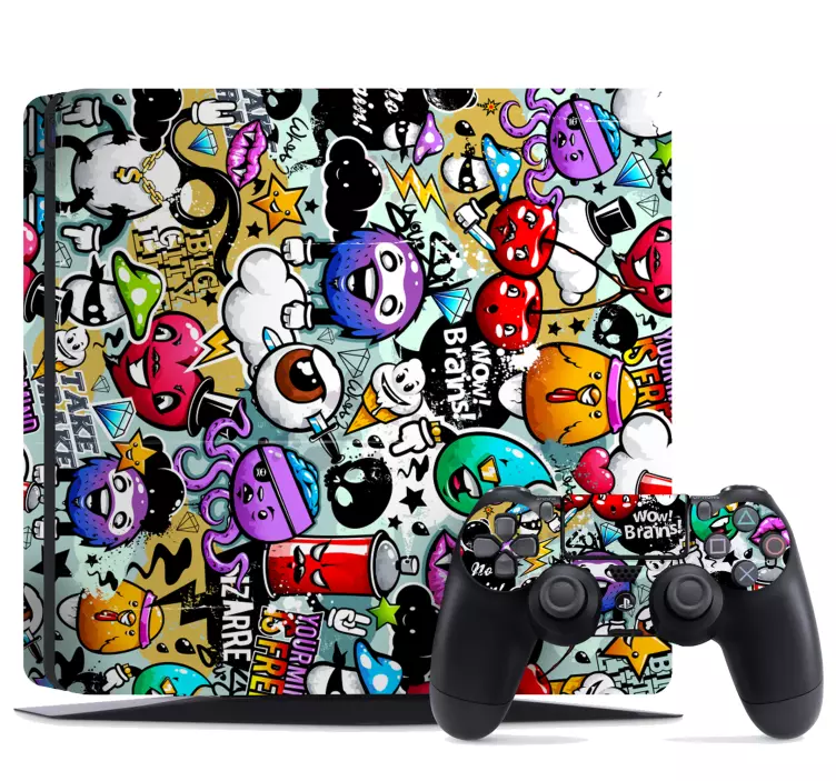 Sticker ps4 formes colorées dynamiques - TenStickers