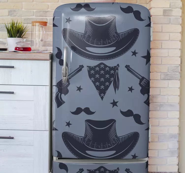 Sticker frigo motif cow-boy bleu - TenStickers