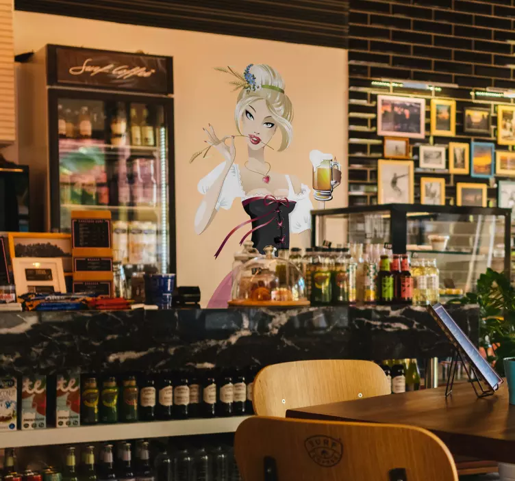 Sticker serveuse blonde Oktober fest - TenStickers