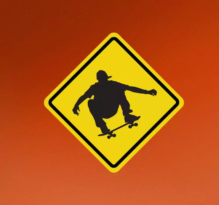 Sticker signalisation silhouette skateur - TenStickers
