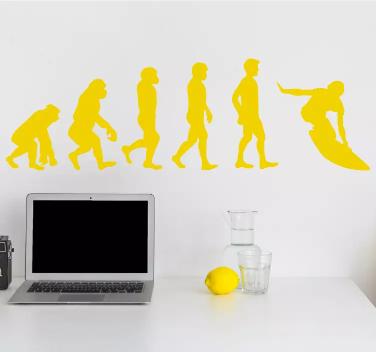 Sticker surf évolution de l'homme - TenStickers
