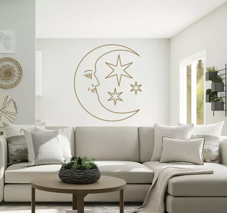 Sticker visage lune - TenStickers