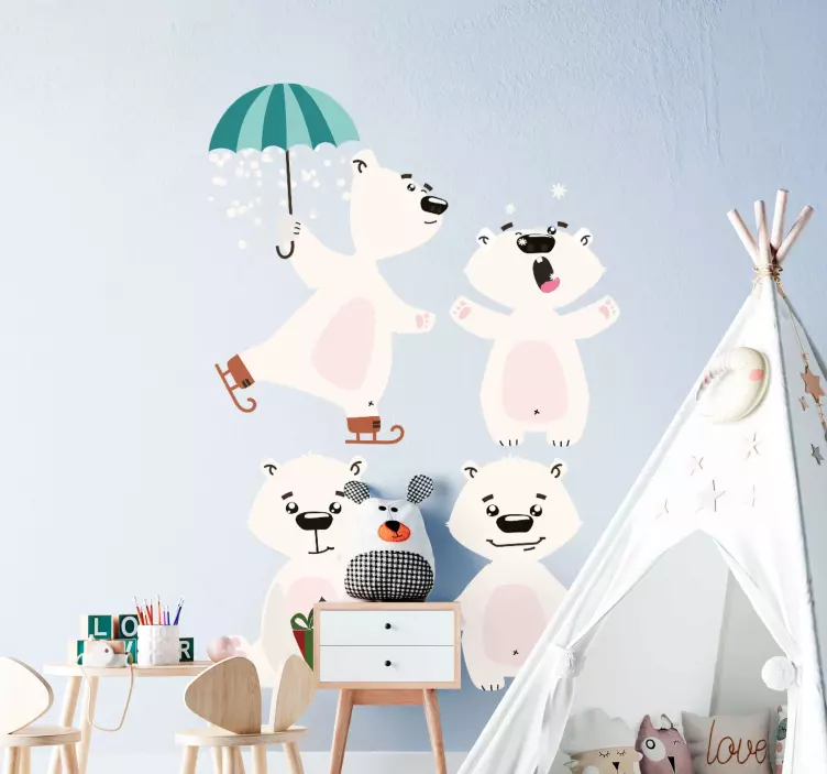 Sticker Ours polaire de noël - TenStickers