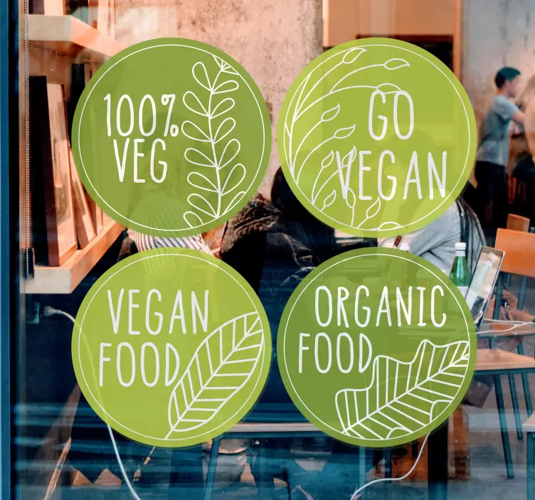 Sticker vitrine go vegan alimentation 100% - TenStickers