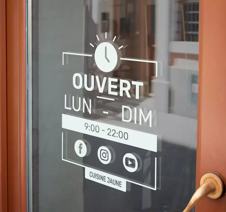 Vitrophanie Vitrine Horaires et réseaux sociaux - TenStickers
