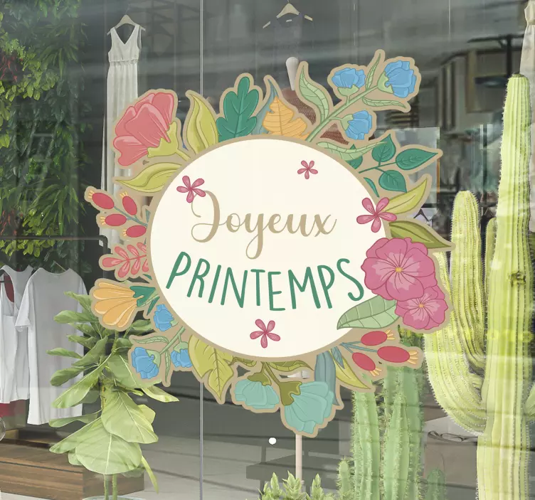 Sticker fenêtre joyeux printemps - TenStickers