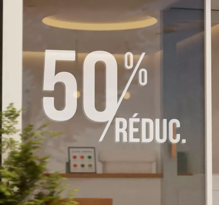 Sticker vitrine soldes 50% de réductions - TenStickers