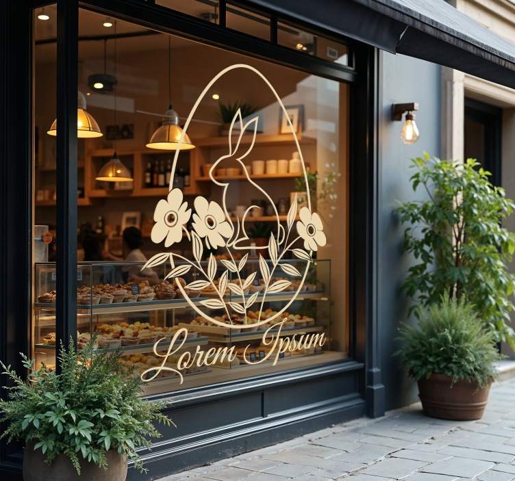 Sticker vitrine texte personnalisé du jour de pâques - TenStickers