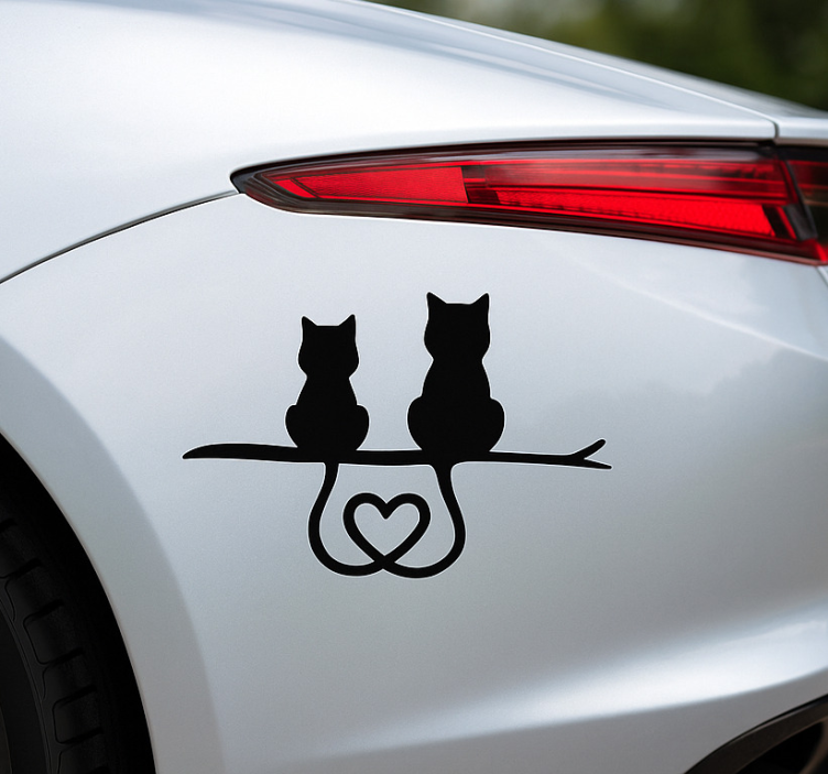 Sticker voiture cœur de queue de chat - TenStickers