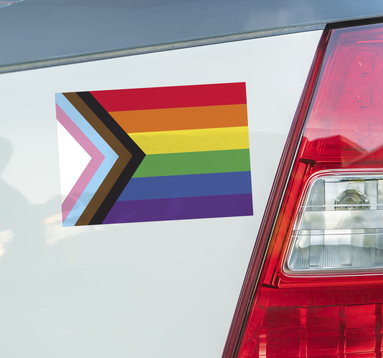 Sticker voiture drapeau de progrès lgbtq - TenStickers