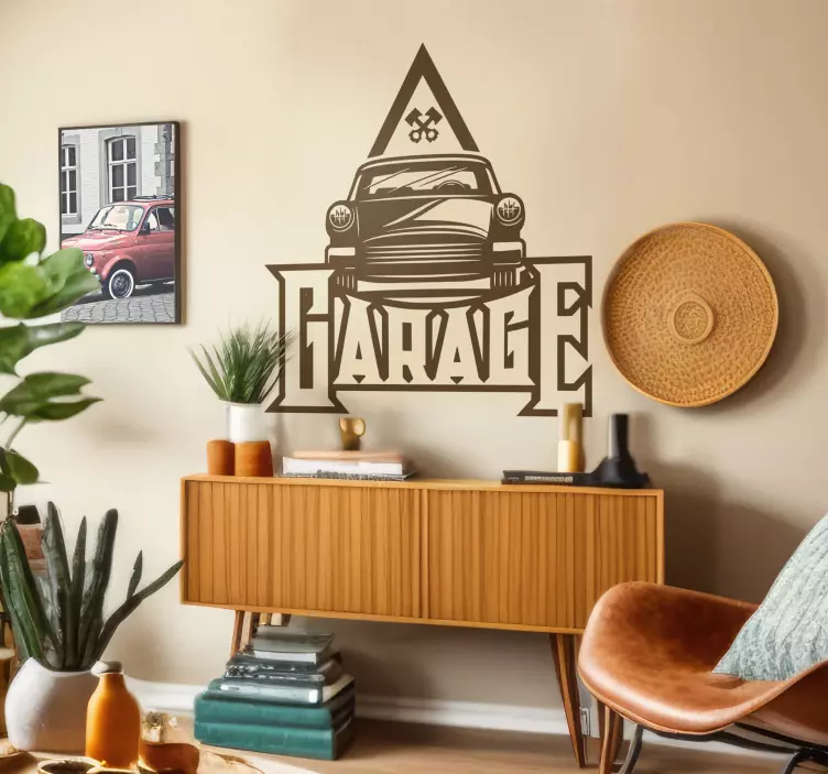 Sticker mural voiture garage Vintage - TenStickers