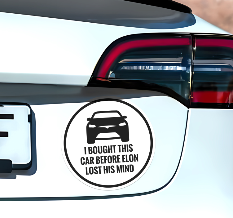 Sticker voiture Tesla blague - TenStickers