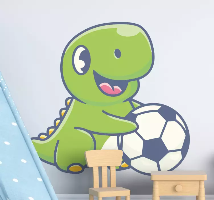Stickers Mignon, dinosaure, tenue, football - TenStickers