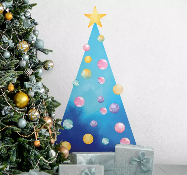 Sticker Noel Arbre de noël bleu faites-le vous-même - TenStickers