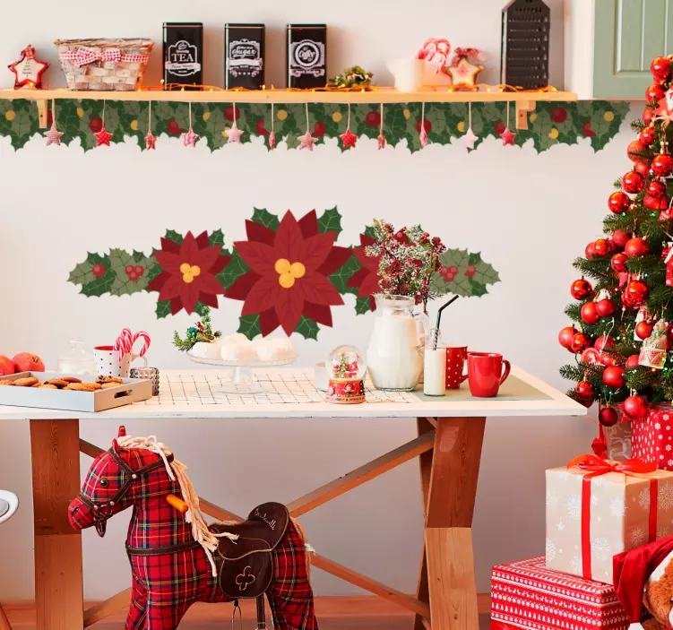 Sticker Noël décorations branches de baies - TenStickers