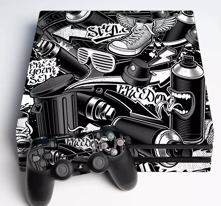 Autocollant PS4 graffiti rétro - TenStickers